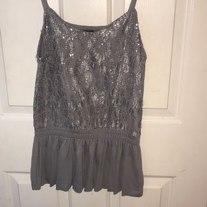 Express Sequin lace peplum cami size XS